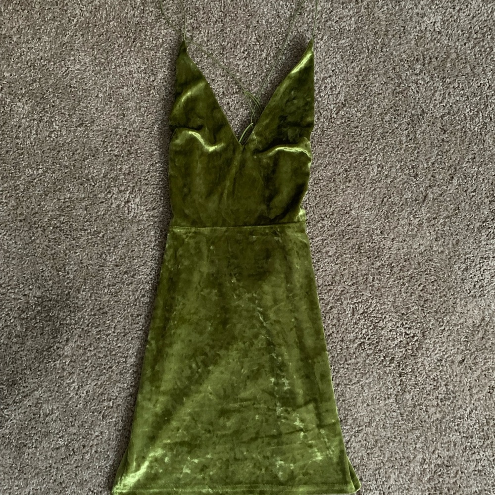 Velvet lime green mini dress